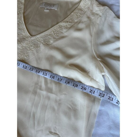 Badgley Miechka American Glamour Blouse Top Size XL Beaded Sequin Sheer Overlay - Picture 12 of 13